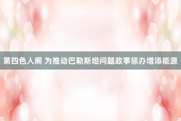 第四色人阁 为推动巴勒斯坦问题政事惩办增添能源
