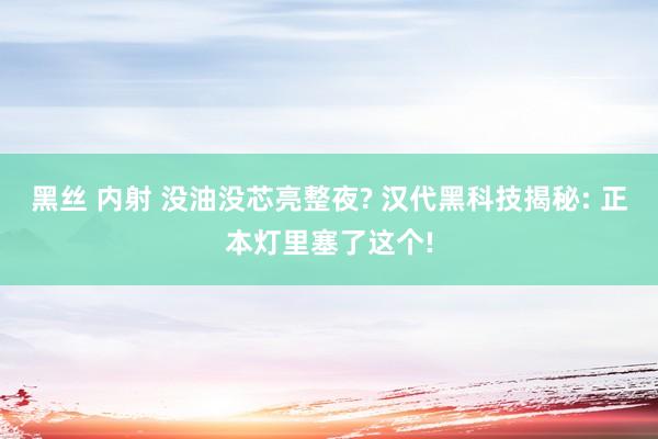 黑丝 内射 没油没芯亮整夜? 汉代黑科技揭秘: 正本灯里塞了这个!