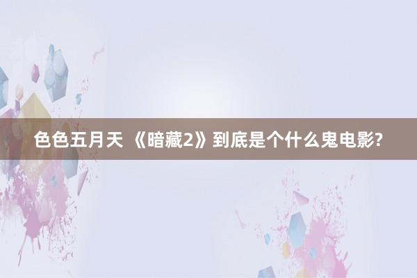 色色五月天 《暗藏2》到底是个什么鬼电影?